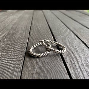 Vintage Twisted Silver Oval Hoops